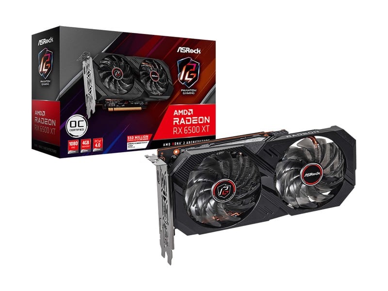 ASRock Radeon RX 6500 XT 4GB GDDR6 Phantom Gaming D OC Κάρτα Γραφικών 90-GA3DZZ-00UANF <span style="color: white; visibility:visible;">4710483936777</span>