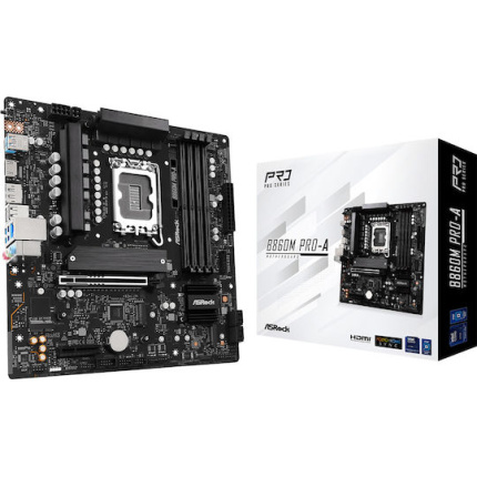 ASRock B860M Pro-A Motherboard Micro ATX με Intel 1851 Socket <span style="color: white; visibility:visible;">4711581490291</span>