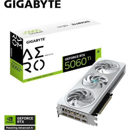Gigabyte GeForce RTX 5060 Ti 8GB GDDR7 Aero OC White Κάρτα Γραφικών GV-N506TAERO OC-8GD <span style="color: white; visibility:visible;">4719331356040</span>