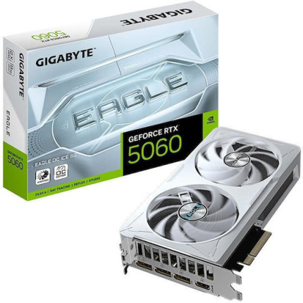 Gigabyte GeForce RTX 5060 8GB GDDR7 Eagle OC Ice Κάρτα Γραφικών GV-N5060EAGLEOC ICE-8GD <span style="color: white; visibility:visible;">4719331356446</span>
