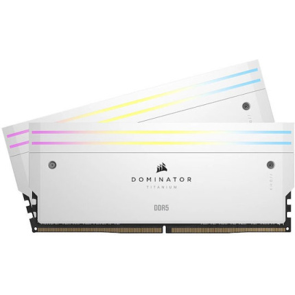 Corsair Dominator Titanium RGB XMP White DDR5 96GB RAM με 2x48GB Modules και Ταχύτητα 6600 για Desktop CMP96GX5M2B6600C32W <span style="color: white; visibility:visible;">0840006679257</span>
