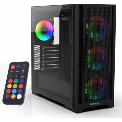 Inca EMG-17XB Gaming Midi Tower Κουτί Υπολογιστή με Πλαϊνό Παράθυρο και RGB Φωτισμό Μαύρο 8681949014659