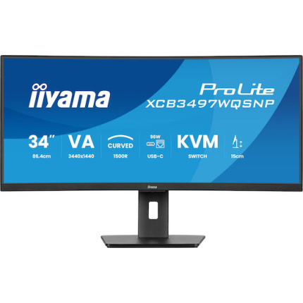 Iiyama Prolite XCB3497WQSNP-B1 Ultrawide VA Curved Monitor 34" QHD 3440x1440 <span style="color: white; visibility:visible;">4948570125142</span>
