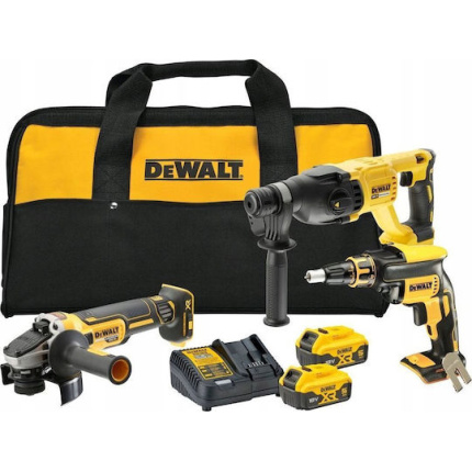 Dewalt Σετ Δράπανο, Κρουστικό Δραπανοκατσάβιδο & Πιστολέτο Brushless 18V με 2 Μπαταρίες 5Ah και Θήκη <span style="color: white; visibility:visible;">5035048794265</span>
