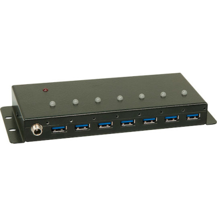 Lindy USB 3.0 Hub 7 Θυρών με σύνδεση USB-A και Εξωτερική Παροχή Ρεύματος (43128) <span style="color: white; visibility:visible;">4002888431286</span>