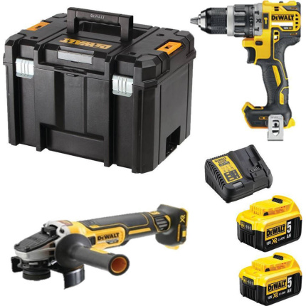 Dewalt DCK2080P2T Σετ Γωνιακός Τροχός & Κρουστικό Δραπανοκατσάβιδο Brushless 18V με 2 Μπαταρίες 5Ah και Θήκη <span style="color: white; visibility:visible;">5035048698358</span>