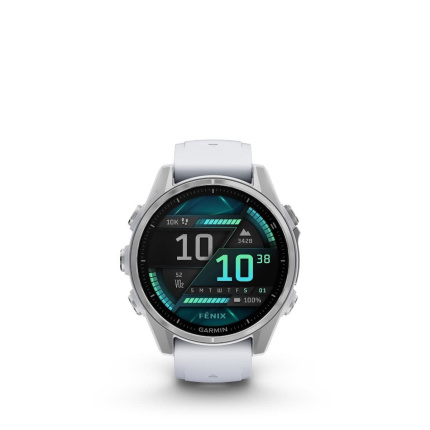 Garmin Fenix 8 Stainless Steel 43mm Αδιάβροχο Smartwatch με Παλμογράφο (Silver with Whitestone Silicone Band) <span style="color: white; visibility:visible;">0753759337971</span>