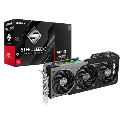 ASRock Radeon RX 9070 XT 16GB GDDR6 Steel Legend Dark Κάρτα Γραφικών 90-GA5VZZ-00UANF <span style="color: white; visibility:visible;">4711581490697</span>