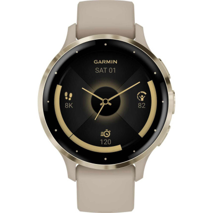 Garmin Venu 3S Stainless Steel 41mm Αδιάβροχο Smartwatch με Παλμογράφο (Soft Gold Stainless Steel Bezel with French Gray Case and Silicone Band) <span style="color: white; visibility:visible;">0753759314798</span>