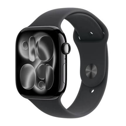 Apple Watch Series 11 Cellular Aluminium 42mm Αδιάβροχο με eSIM και Παλμογράφο (Jet Black Aluminium Case with Black Sport Band - M/L) 0195950630749