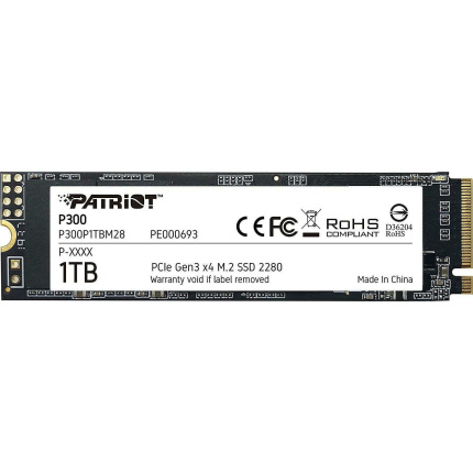 Patriot P300 SSD 1TB M.2 NVMe PCI Express 3.0 P300P1TBM28 0814914026533