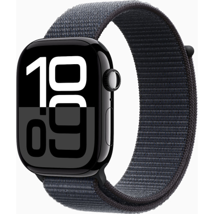 Apple Watch Series 10 Cellular Aluminium 46mm Αδιάβροχο με eSIM και Παλμογράφο (Sport Loop Jet Black/Ink) <span style="color: white; visibility:visible;">0195949564055</span>