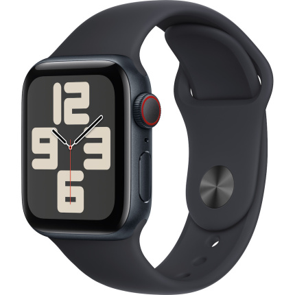 Apple Watch SE 2023 Cellular Aluminium 40mm Αδιάβροχο με eSIM και Παλμογράφο (Midnight με Midnight Sport Band (S/M)) <span style="color: white; visibility:visible;">0195949006371</span>