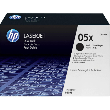 HP 05X Γνήσιο Multipack Toner Laser Εκτυπωτή Μαύρο High Yield 2τμχ (CE505XD) <span style="color: white; visibility:visible;">0884962660058</span>