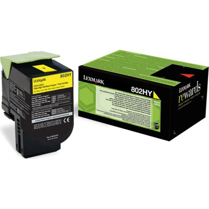 Lexmark 802HY Γνήσιο Toner Laser Εκτυπωτή Κίτρινο High Yield Extra High Yield 3000 Σελίδων 80C2HY0 <span style="color: white; visibility:visible;">0734646477901</span>