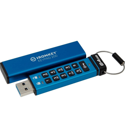 Kingston IronKey Keypad 64GB USB 3.2 Stick Μπλε <span style="color: white; visibility:visible;">0740617330076</span>