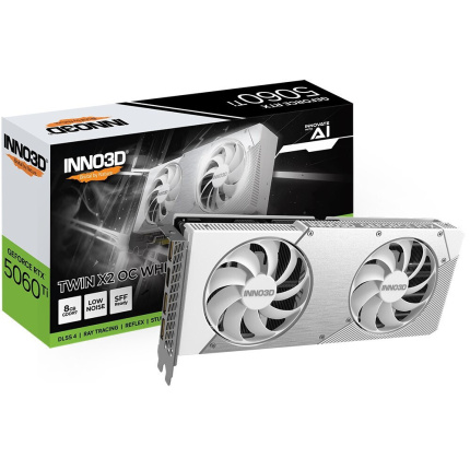 Inno 3D GeForce RTX 5060 Ti 8GB GDDR7 Twin X2 OC White Κάρτα Γραφικών N506T2-08D7X-193075W <span style="color: white; visibility:visible;">8886307700759</span>