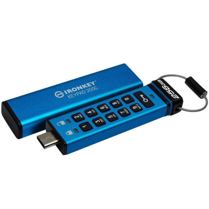 Kingston IronKey Keypad 200C 256GB USB 3.2 Stick με σύνδεση USB-C Μπλε <span style="color: white; visibility:visible;">0740617336603</span>