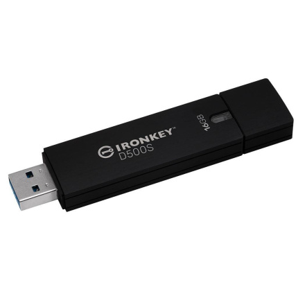 Kingston Ironkey D500s 16GB USB 3.2 Stick Μαύρο <span style="color: white; visibility:visible;">0740617334838</span>