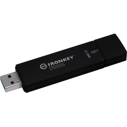 Kingston Ironkey D500s 64GB USB 3.2 Stick Μαύρο <span style="color: white; visibility:visible;">0740617334777</span>