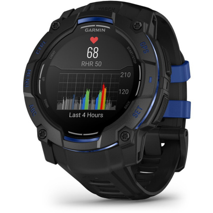 Garmin Instinct 3 AMOLED Aluminium 50mm Αδιάβροχο Smartwatch με Παλμογράφο (Black/Bolt Blue Band) <span style="color: white; visibility:visible;">0753759357153</span>