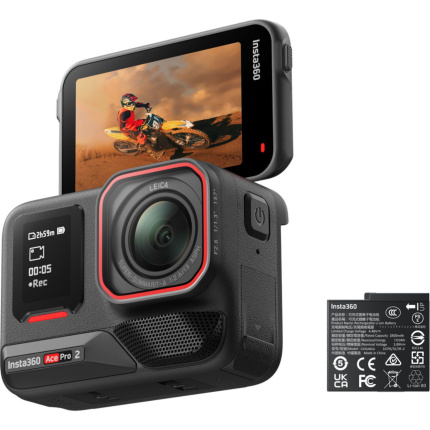 Insta360 Ace Pro 2 Action Camera 8K Υποβρύχια Standard Bundle με Οθόνη Αφής 2.4" και Wi-Fi Μαύρη <span style="color: white; visibility:visible;">6970357859733</span>