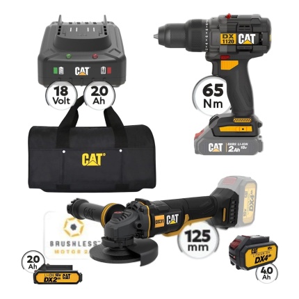 CAT Combo-50 Γωνιακός DX314B, Δράπανο DX1120B, Τσάντα <span style="color: white; visibility:visible;"></span>