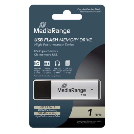 MediaRange 1.0TB USB 3.2 Stick με σύνδεση USB-C Μαύρο <span style="color: white; visibility:visible;">4260664879718</span>