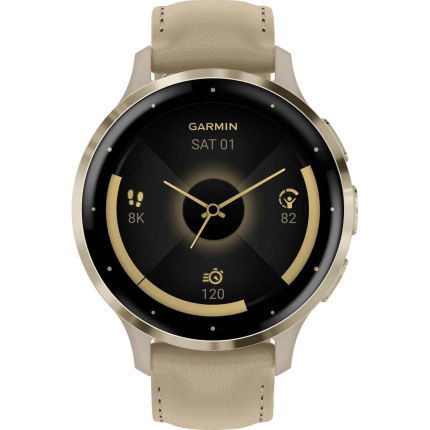Garmin Venu 3S Stainless Steel 41mm Αδιάβροχο Smartwatch με Παλμογράφο (Soft Gold Stainless Steel Bezel with French Gray Case and Leather Band) <span style="color: white; visibility:visible;">0753759329693</span>