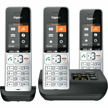 Gigaset Comfort 500A Ασύρματο Τηλέφωνο Trio με Ελληνικό Μενού Ασημί <span style="color: white; visibility:visible;">4250366866659</span>