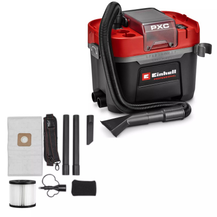 Einhell TP-VC 18/10 Li BL L-Solo Επαναφορτιζόμενη Σκούπα Υγρών / Στερεών με Πλαστικό Κάδο 10lt Κόκκινη (Χωρίς Μπαταρία & Φορτιστή) <span style="color: white; visibility:visible;">4006825683264</span>