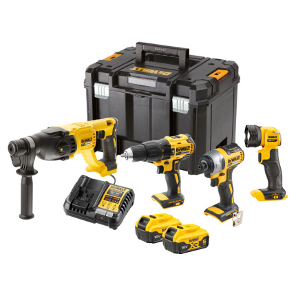 DEWALT DCK440P2T Σετ Δραπανοκατσάβιδο, Κρουστικό Δραπανοκατσάβιδο, Πιστολέτο & Φακός Brushless 18V με 2 Μπαταρίες 5Ah και Θήκη <span style="color: white; visibility:visible;">5035048842003</span>