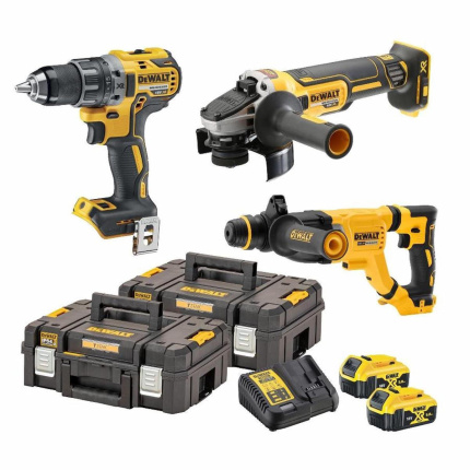 DEWALT DCK327P2T Σετ Γωνιακός Τροχός, Κρουστικό Δραπανοκατσάβιδο & Πιστολέτο Brushless 18V με 2 Μπαταρίες 5Ah και Θήκη με Φορτιστής <span style="color: white; visibility:visible;">5035048752579</span>