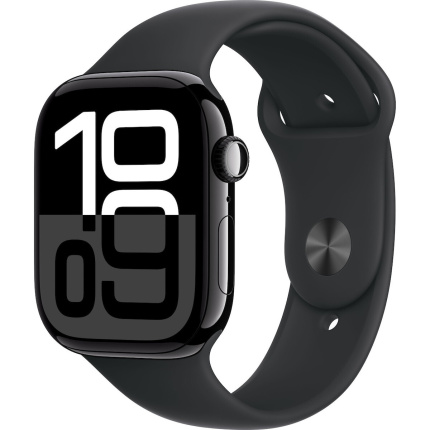 Apple Watch Series 10 Cellular Aluminium 46mm Αδιάβροχο με eSIM και Παλμογράφο (Jet Black with Sport Band - S/M) <span style="color: white; visibility:visible;">0195949564031,0195949566233</span>