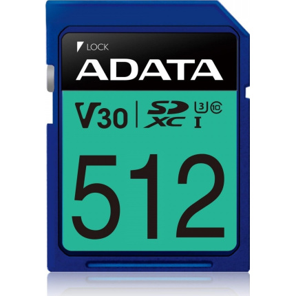 Adata Premier Pro SDXC 512GB U3 V30 UHS-I 100MB/s με αντάπτορα <span style="color: white; visibility:visible;">4713218468055</span>