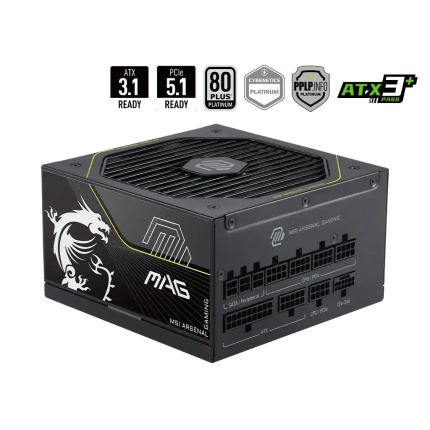 MSI MAG A1000PLS PCIE5 1000W Μαύρο Τροφοδοτικό Υπολογιστή Full Modular 80 Plus Platinum <span style="color: white; visibility:visible;">4711377397933</span>