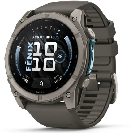 Garmin Fenix 9 Titanium 51mm Αδιάβροχο Smartwatch με Παλμογράφο (Pebble Grey Silicone Band) <span style="color: white; visibility:visible;">0753759381059</span>