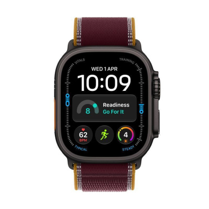 Apple Watch Ultra 4 Titanium 49mm Αδιάβροχο με Παλμογράφο (Black Titanium with Burgundy Trail Loop - M/L) <span style="color: white; visibility:visible;">0195951218465</span>