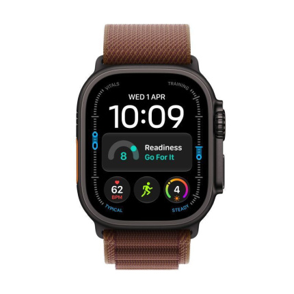 Apple Watch Ultra 4 Titanium 49mm Αδιάβροχο με Παλμογράφο (Black Titanium with Burgundy Alpine Loop - Medium) <span style="color: white; visibility:visible;">0195951217680</span>