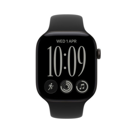 Apple Watch Series 12 Cellular Aluminium 46mm Αδιάβροχο με Παλμογράφο (Black Aluminium with Black Sport Band - M/L) <span style="color: white; visibility:visible;">0195951232218</span>